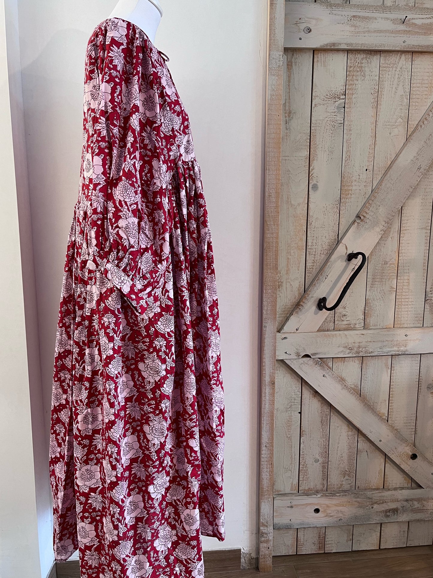 Long hand-printed Dahlia dress