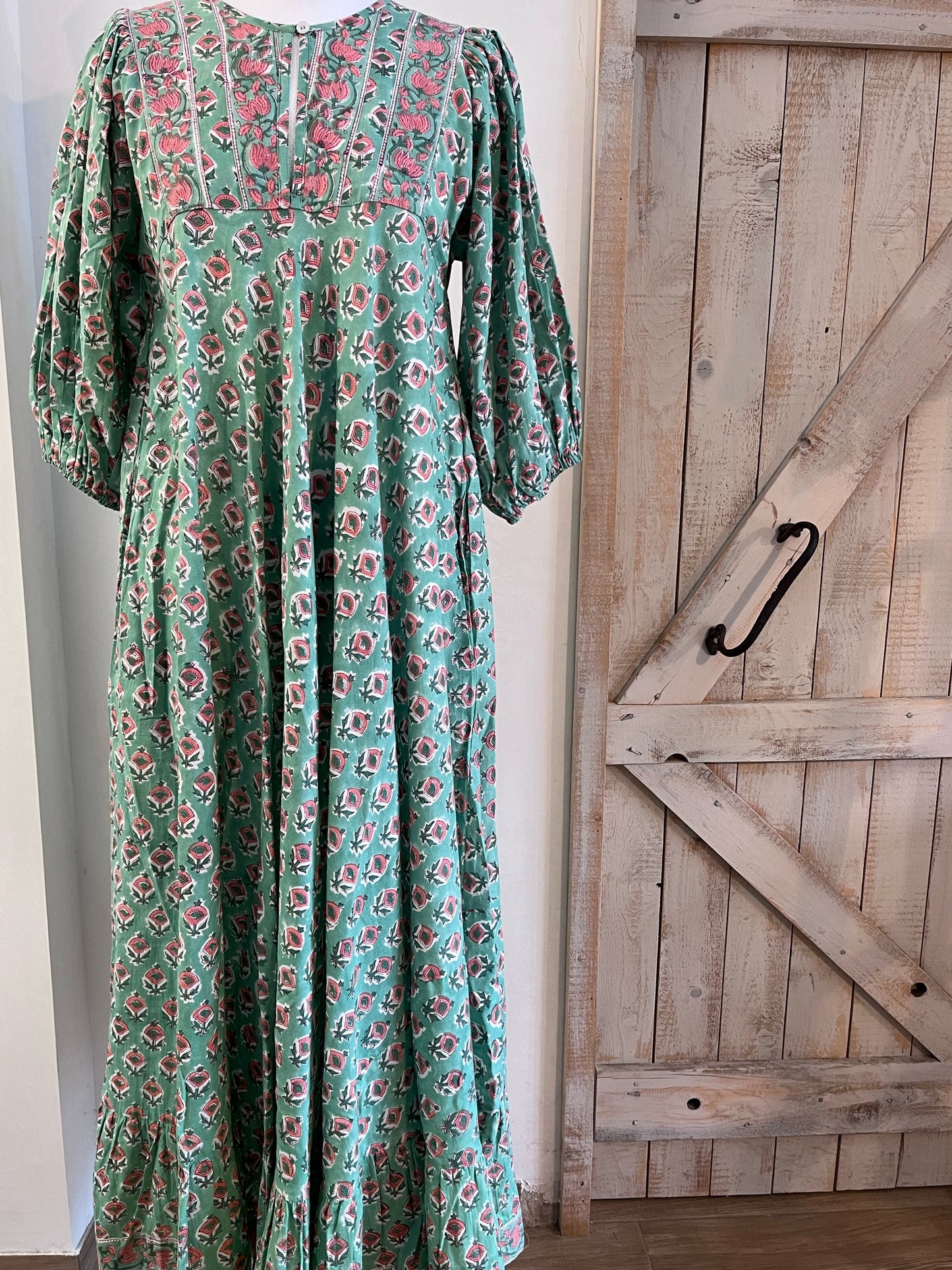 Long hand-printed Daisy dress