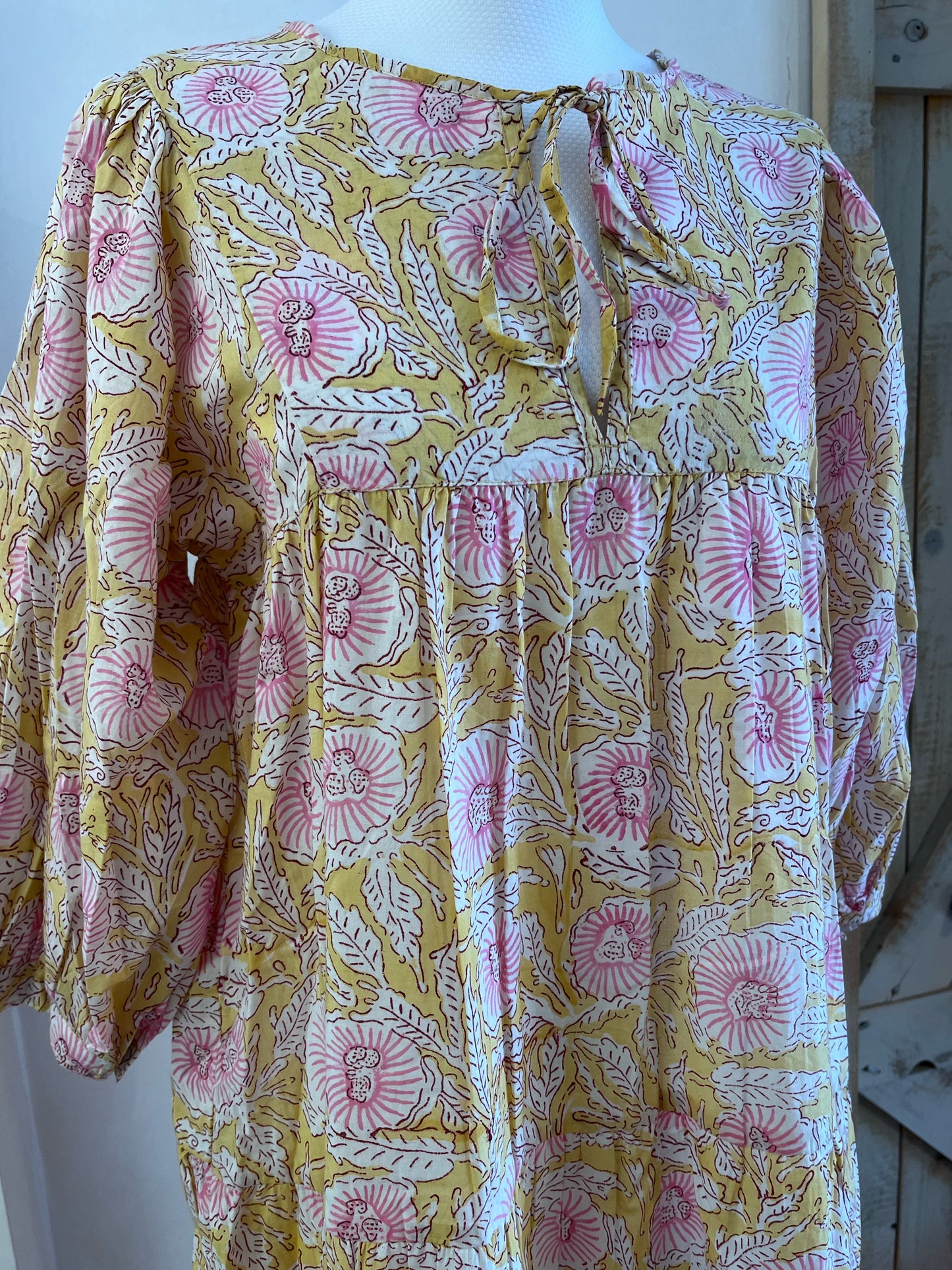 Long hand-printed Dahlia dress