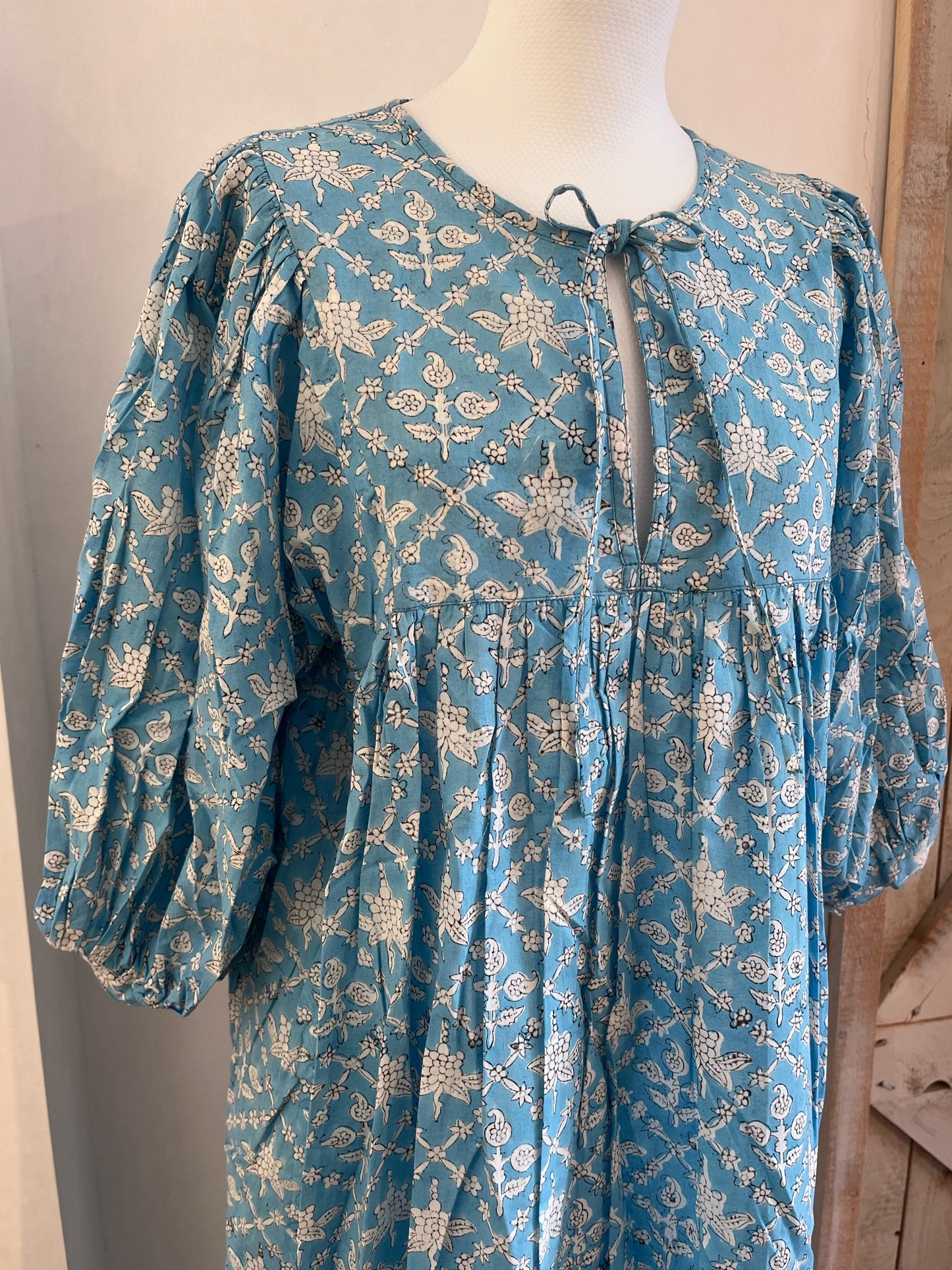 Long hand-printed Dahlia dress