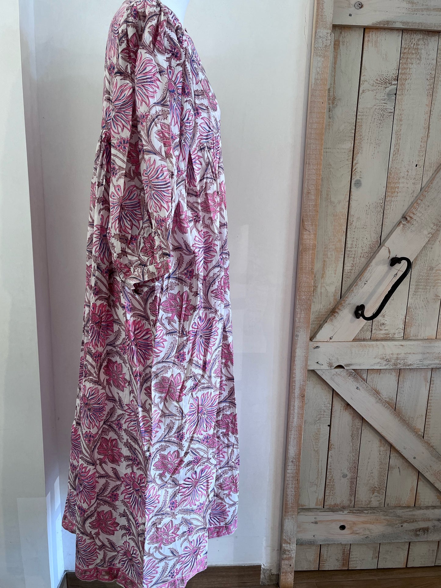 Long hand-printed Dahlia dress