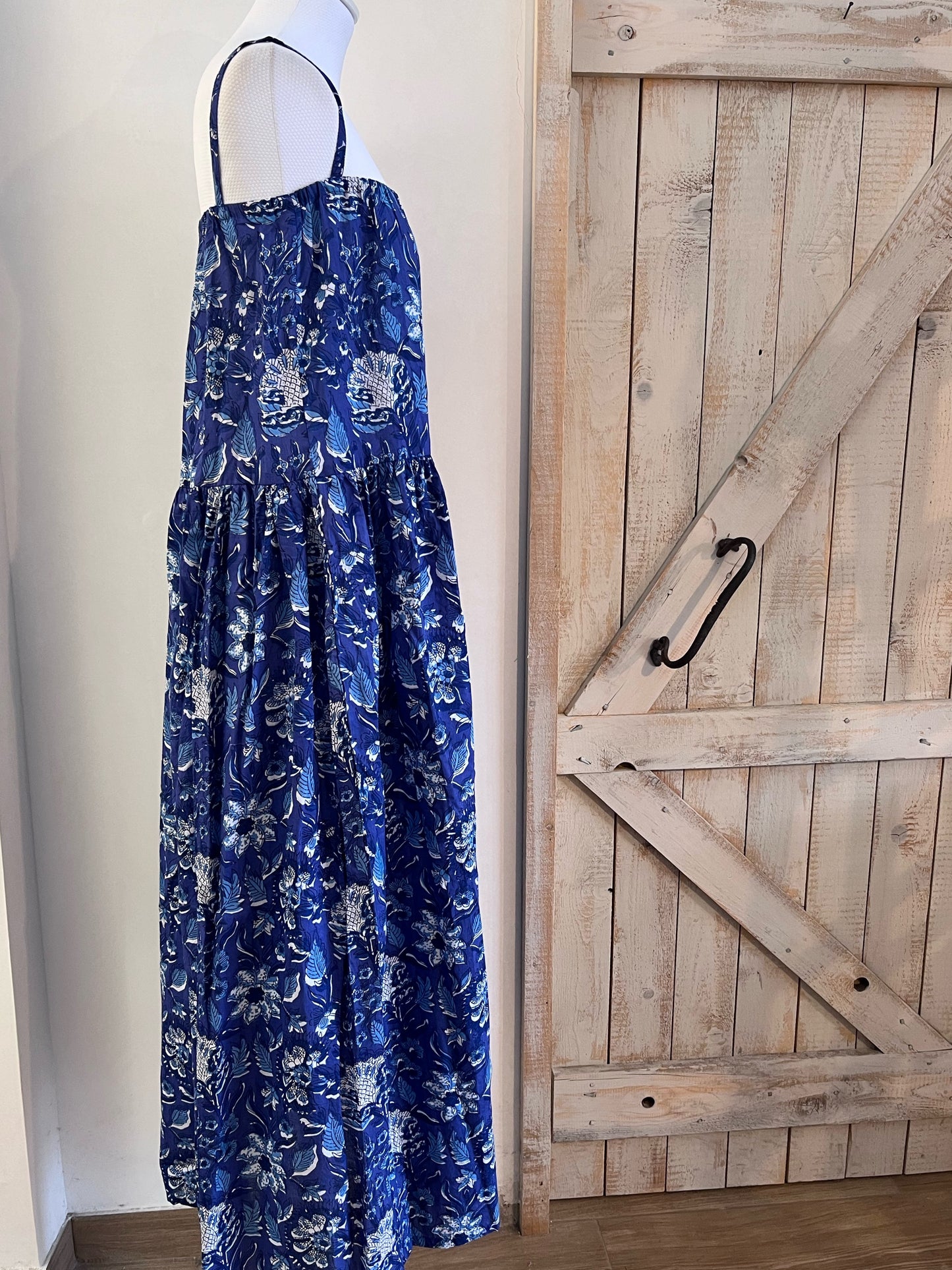 Hand-printed Blossom dress with thin straps