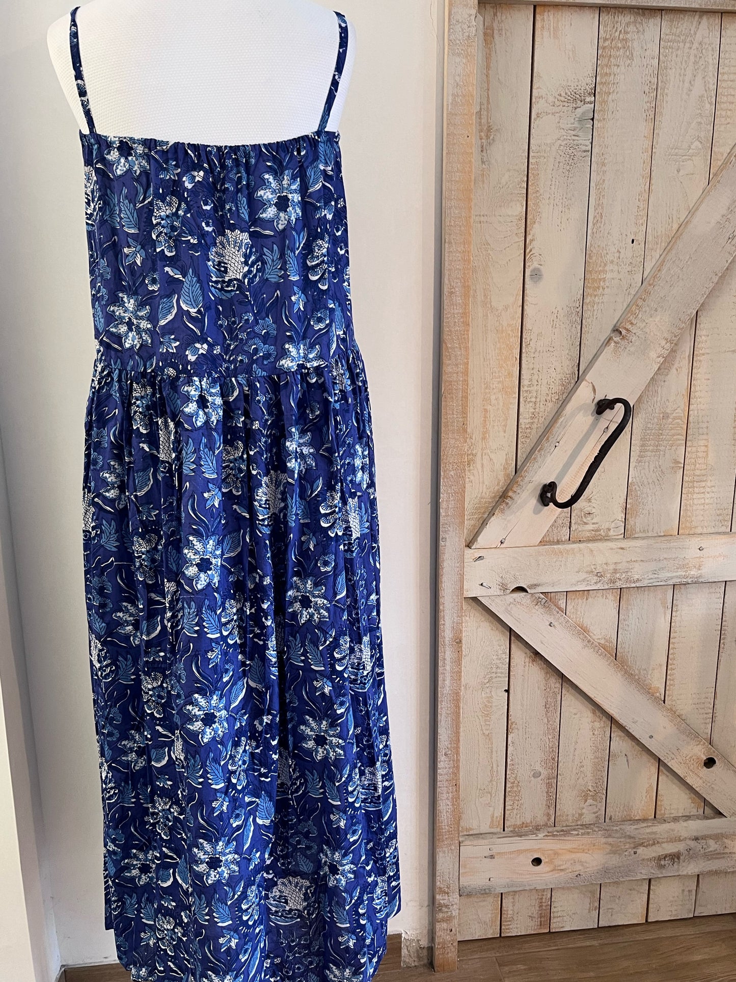 Hand-printed Blossom dress with thin straps