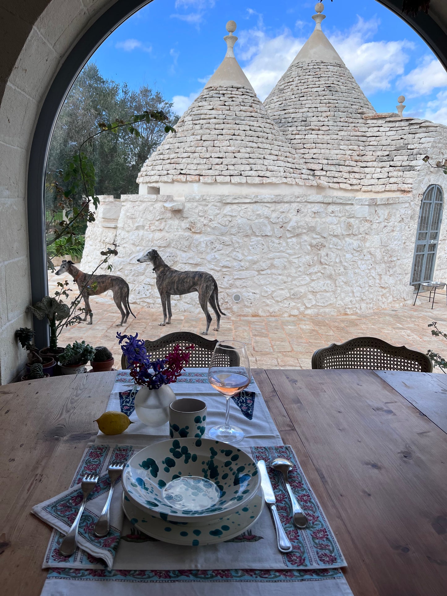 Set da colazione di cotone stampato a mano